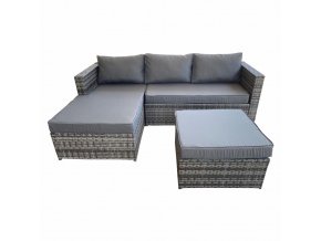 SET MOBILIER DIN RATAN PENTRU GRĂDINĂ  (MIX GRI + PERNE ÎNCHISE LA CULOARE)