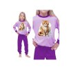 pijama fete violet cu pisica