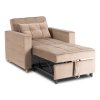 Fotoliu  extensibil Solor din velur bej din față extins
