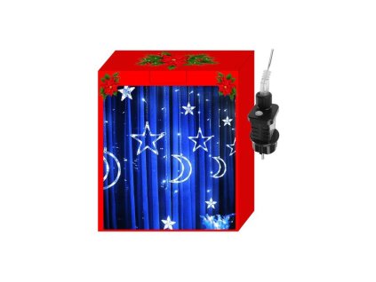 BOŽIČNA SVETLOBNA VERIGA 138X LED 31V  ZVEZDE IN LUNA, HLADNO BELA, 8 NAČINOV 11330