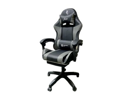 Igralni stol črno-sivi ekološki usnje FG02  + gratis masažna blazina