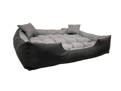 Ležišče za psa in mačko kingdog 130 x 105 cm črno sivo