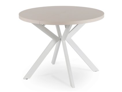 Okrogla raztegljiva miza Lukas v beli barvi