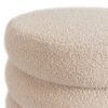 Podrobnosti o tkanini bouclé na bež taburetu Rossa