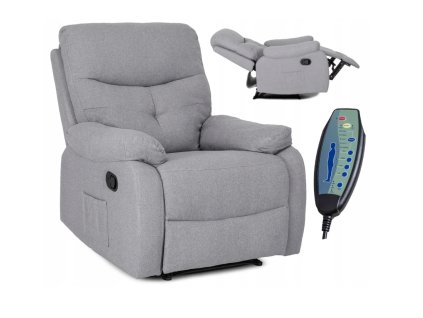 Sivé masážne kreslo s diaľkovým ovládaním