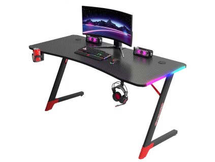 Herný stôl s RGB osvetlením čierny 140 cm BG01