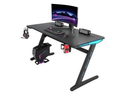 Herný stôl s RGB osvetlením čierny 140 cm BG04