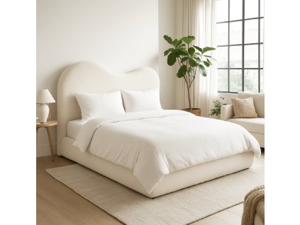 Ukážka krémovej postele Tallin v buklé látke