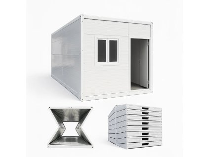 Skladací mobilný kontajner 580 x 248 x 256 cm biely