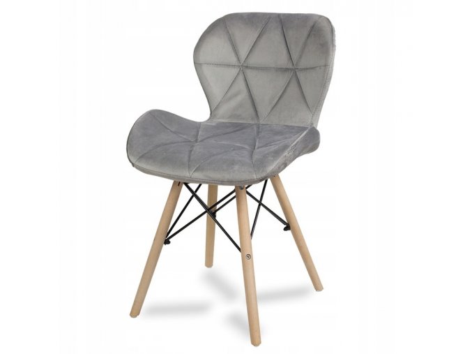 šedá stolička s drevenými nohami železnou konštrukciou