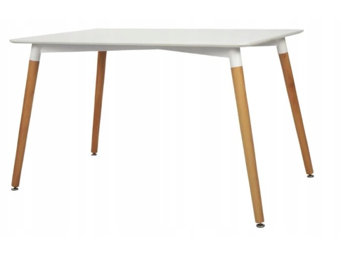 biely jedálenský stôl s drevenými nohami