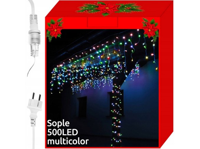 KURTYNA SOPLE 500 LED LAMPKI CHOINKOWE MULTICOLOR