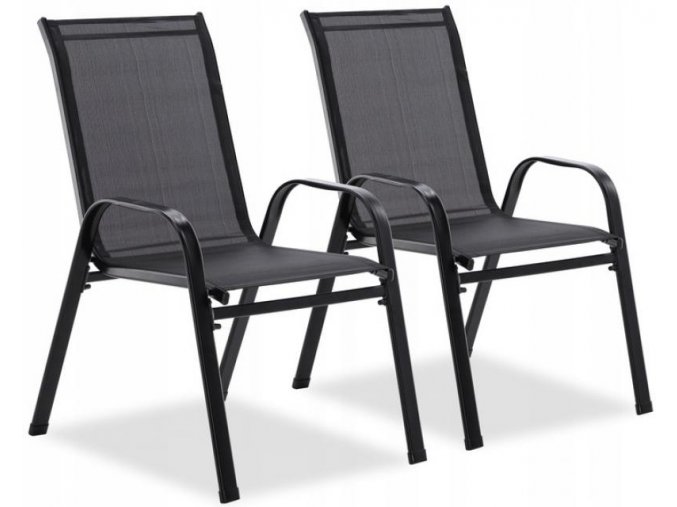 Záhradné stoličky čierne 2 ks