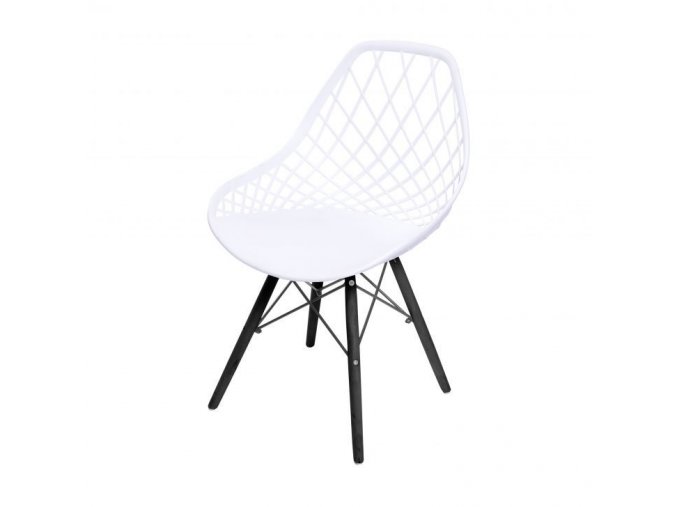 biela plastová stolička s čiernymi nohami