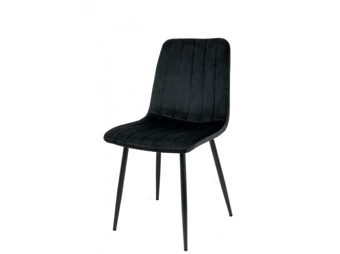 čierna velúrová stolička s čiernymi nohami