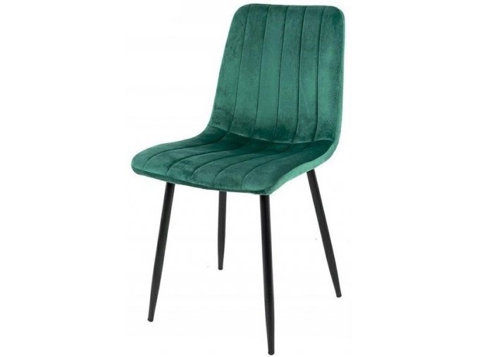 zelená velúrová stolička s čiernymi nohami