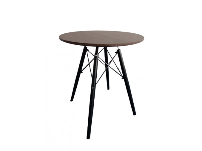 okrúhly jedálenský stôl hnedý s drevenými nohami