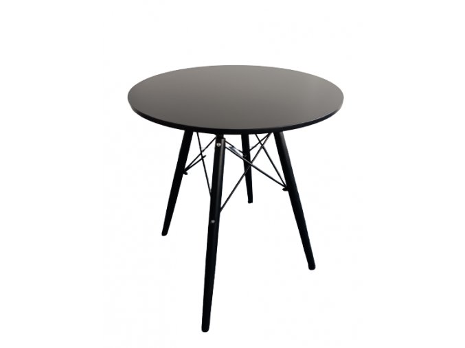 okrúhly jedálenský stôl čierny s drevenými nohami