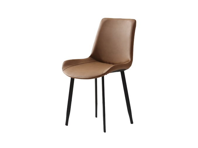 hnedá stolička z eko kože s čiernymi nohami