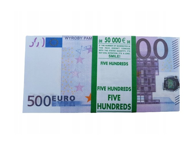 500euro banknoty do zabawy i nauki plik 100szt GRATIS