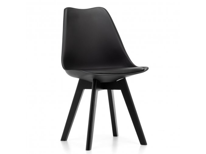 čierna stolička s čiernym sedadlom a čiernymi nohami