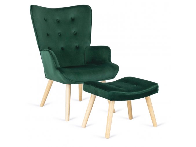 fotel wypoczynkowy uszak lozano z podnozkiem zielony welurowy nowoczesny (5)