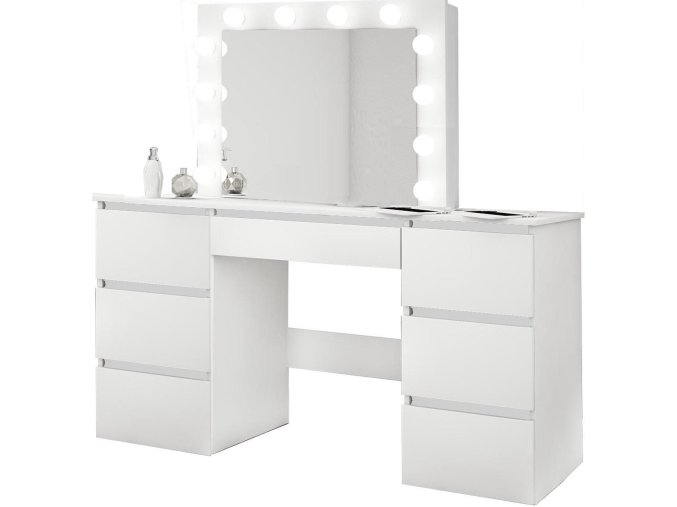 Toaletný stolík s LED zrkadlom biely