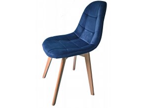 modrá jedálenská stolička s drevenými nohami