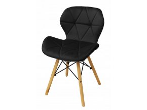 čierna stolička s drevenými nohami železnou konštrukciou