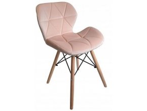 ružová stolička s drevenými nohami železnou konštrukciou