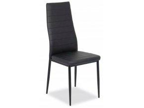 čierna jedálenská stolička z eko kože s čiernymi nohami