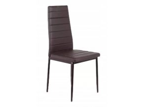 hnedá jedálenská stolička z eko kože s čiernymi nohami