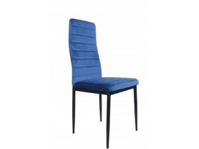 modrá jedálenská stolička s čiernymi nohami