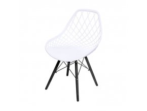 biela plastová stolička s čiernymi nohami