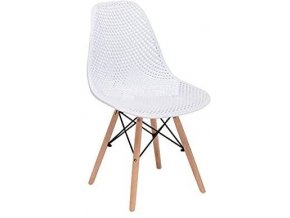 białe 2 biela plastová stolička s drevenými nohami