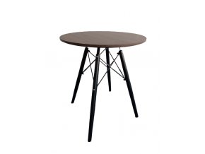 okrúhly jedálenský stôl hnedý s drevenými nohami
