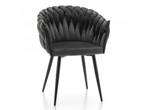 tmavo šedá preplietaná stolička s čiernymi nohami