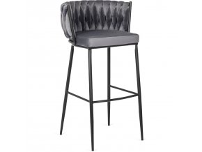šedá barová stolička s čiernymi nohami