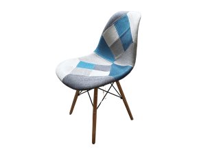 Stolička patchwork modrá škandinávsky štýl