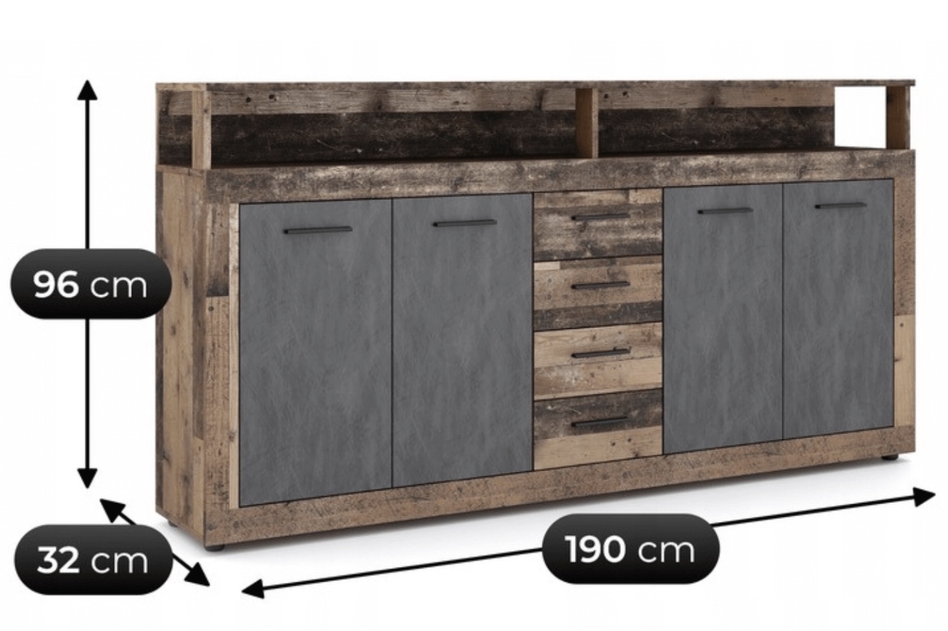 JAKS Komoda 190 cm tmavý dub Blago