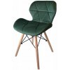 zelená stolička s drevenými nohami železnou konštrukciou
