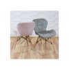 ružová a šedá stolička s drevenými nohami a železnou konštrukciou  v škandinávskom štýle