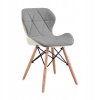 bielo svetlo šedá kožená stolička s drevenými nohami železnou konštrukciou