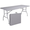 Skladací stôl 180 cm ratan sivý rozložený a zložený