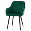 zelená stolička s čiernymi nohami a prešívaním