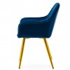 Modrá stolička so zlatými nohami a prešívaním