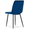 modrá velúrová stolička s čiernymi nohami