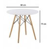 okrúhly jedálenský stôl biely s drevenými nohami rozmery