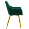 zelená stolička so zlatými nohami a prešívaním