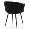 čierna preplietaná stolička s čiernymi nohami